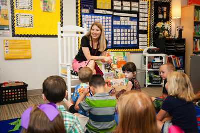 Teacher in classroom with students