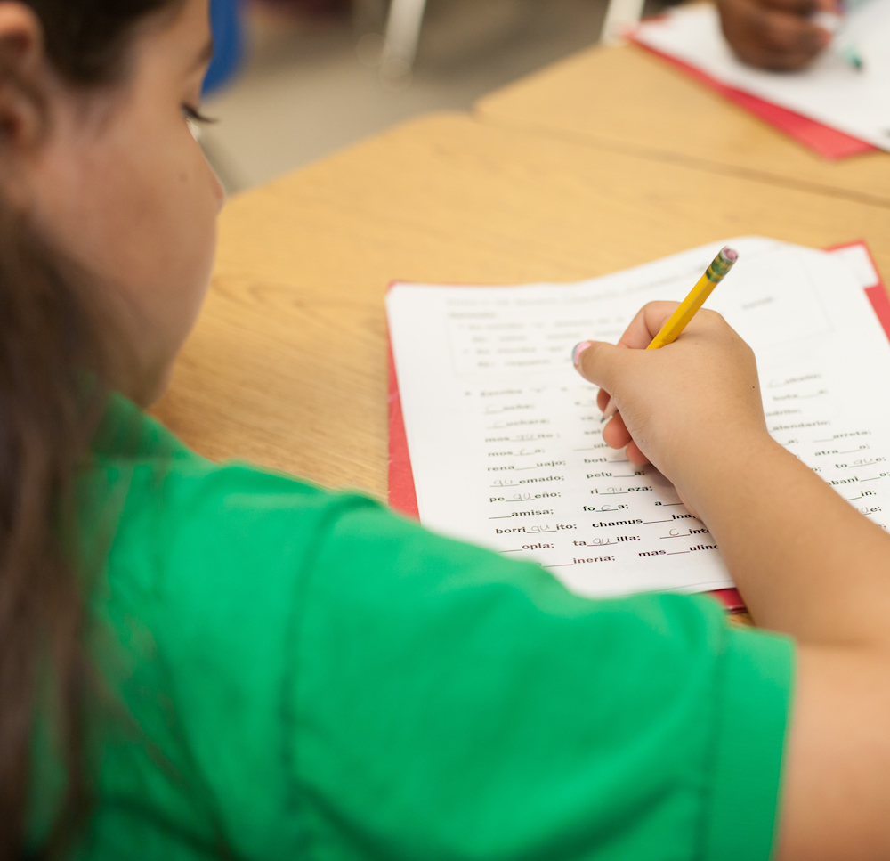 Student taking a test