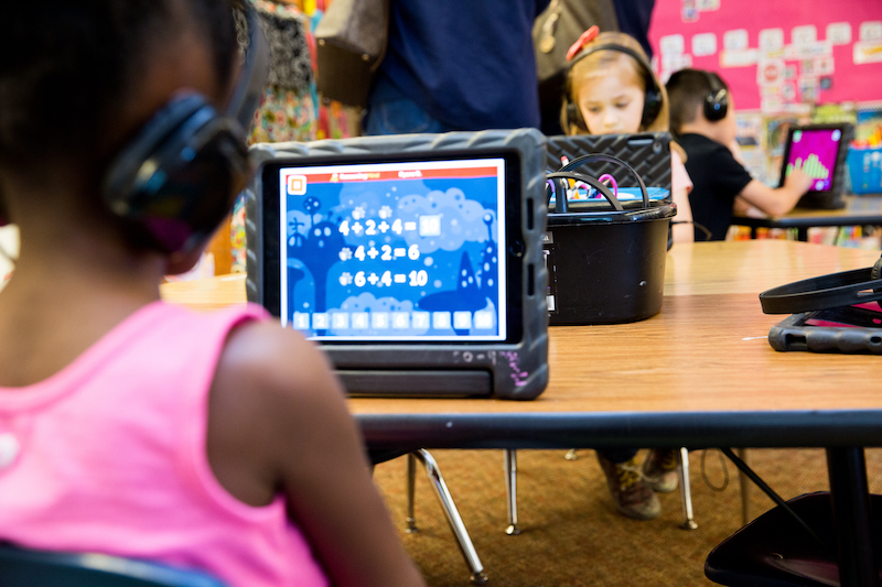 Children practicing math problems