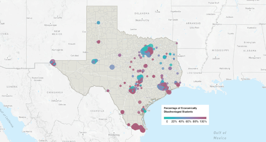 Growth of charter campuses in Texas map