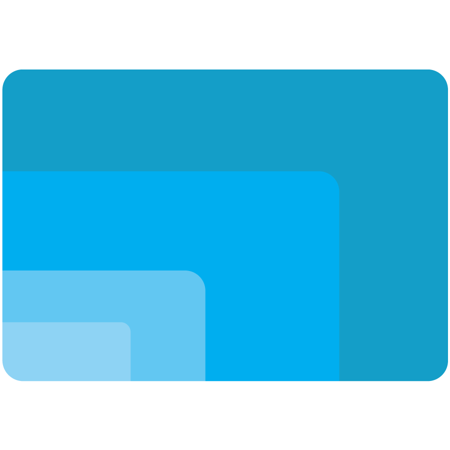 Charters and Vouchers icon rectangle with blue spectrum colors