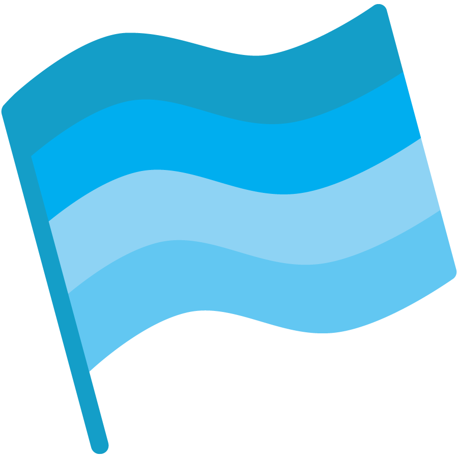 Key-Findings Key Findings icon - a blue spectrum cartoon flag