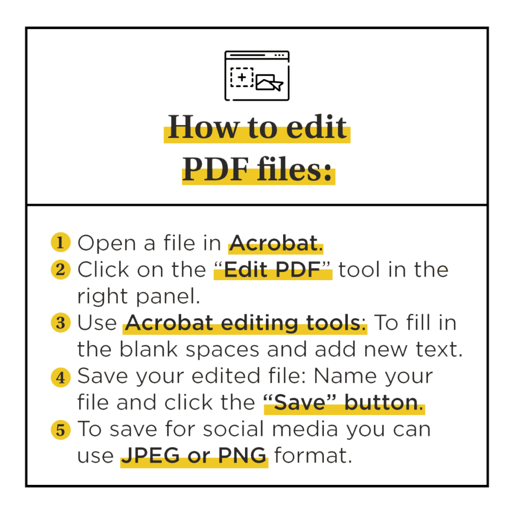 How to Edit PDF Files Instructions Graphic