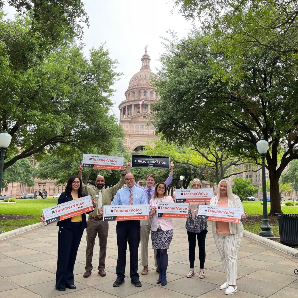 Education Advocates from Crowley ISD standing in front of the Texas Capitol Building