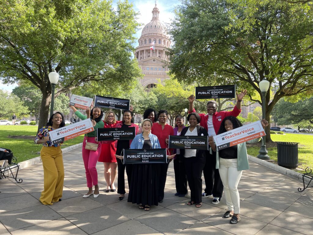 Public Education Advocates in front of Texas Capitol Building