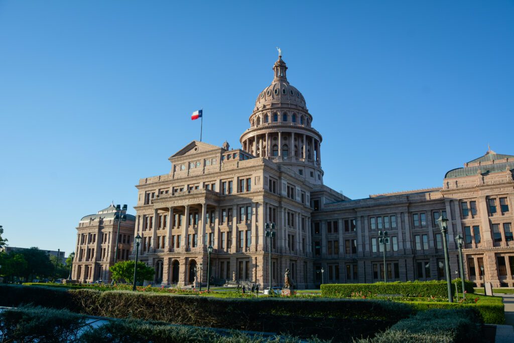 Outside of Texas State Capitol building.