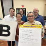 Beyond the Falling STAAR workshop participants show off their final school's grade.