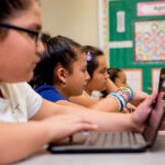 Children taking a test in a Texas elementary school.