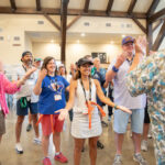 Education advocates participate in team building exercises at Moon Shadow Haven just outside of Kerrville.