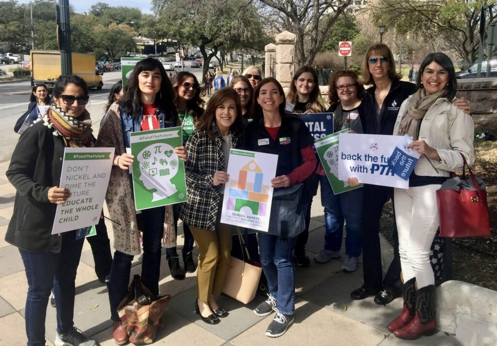 Kelley Thomas with PTA advocates at the Texas Capitol.
